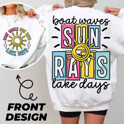 Boat Waves Sun Rays Lake Days Png, Summer Png, Retro Summer Png, Hello Summer Png, Boat Waves Png, Trendy Beach Designs, Sublimation Designs