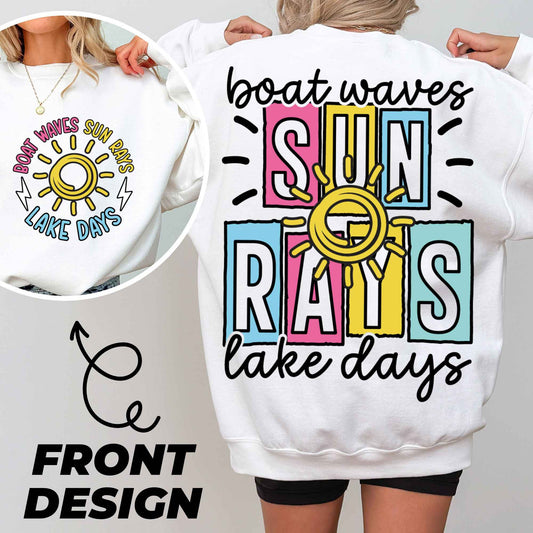 Boat Waves Sun Rays Lake Days Png, Summer Png, Retro Summer Png, Hello Summer Png, Boat Waves Png, Trendy Beach Designs, Sublimation Designs