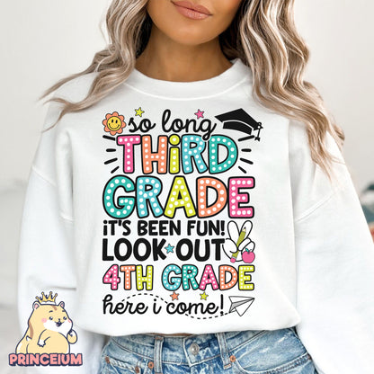 So Long, 3rd Grade It’s been fun. Look out! 4th Grade Here I come, Last Day of School Png, End of the Year Teacher Summer Png, Sublimation Designs Digital
