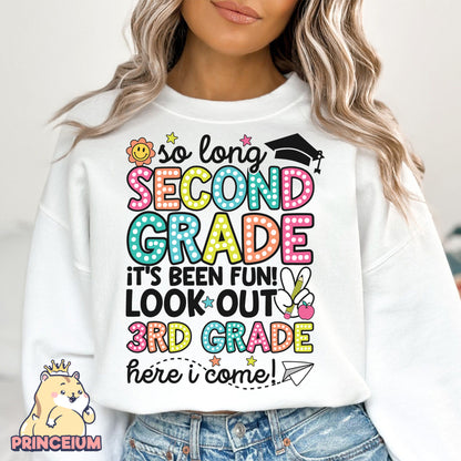 So Long, 2nd Grade It’s been fun. Look out! 3rd Grade Here I come, Last Day of School Png, End of the Year Teacher Summer Png, Sublimation Designs Digital