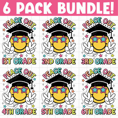 Peace Out School Png, 1st Grade, 2nd Grade, End of School Png, Graduation Png, Last Day Of School Png, Retro Teacher Png, Sublimation Design