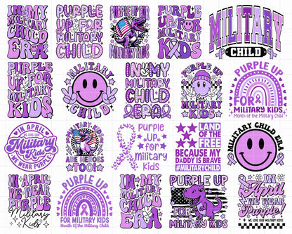 Purple Up for Military Kids Bundle Png, Month of the Miliary Child Png, Military Kids, Military Child Awareness