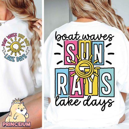 Boat Waves Sun Rays Lake Days Png, Summer Png, Retro Summer Png, Hello Summer Png, Boat Waves Png, Trendy Beach Designs, Sublimation Designs