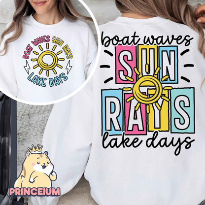 Boat Waves Sun Rays Lake Days Png, Summer Png, Retro Summer Png, Hello Summer Png, Boat Waves Png, Trendy Beach Designs, Sublimation Designs