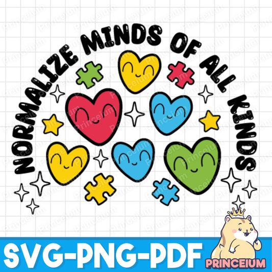 Normalize Minds of All Kinds, Autism Awareness Shirt Png, Mental Health Png
