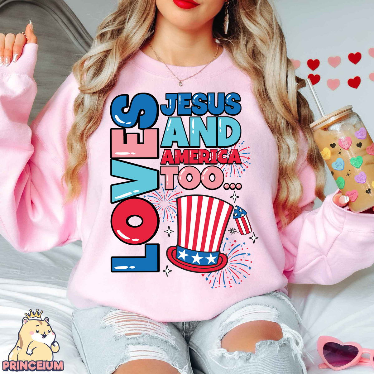 Loves Jesus and America Too Png, Christian 4th of July Png, Fourth of July Shirt, America Png, USA Png, Sublimation Designs Digital Download