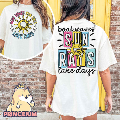Boat Waves Sun Rays Lake Days Png, Summer Png, Retro Summer Png, Hello Summer Png, Boat Waves Png, Trendy Beach Designs, Sublimation Designs