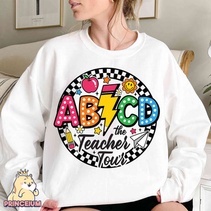 Retro Teacher Png, ABCD Teacher Tour Png, End of Year Png, Back to School, Teacher Gift, Kindergarten Teacher, Elementary School Sublimation