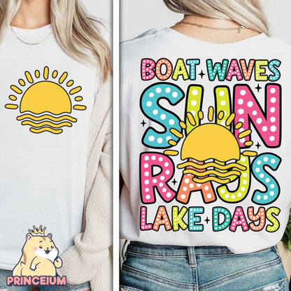 Boat Waves Sun Rays Lake Days Png, Summer Png, Retro Summer Png, Hello Summer Png, Boat Waves Png, Trendy Beach Designs, Sublimation Designs