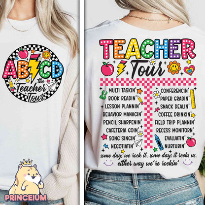 Retro Teacher Png, ABCD Teacher Tour Png, End of Year Png, Back to School, Teacher Gift, Kindergarten Teacher, Elementary School Sublimation