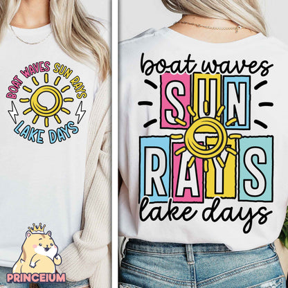 Boat Waves Sun Rays Lake Days Png, Summer Png, Retro Summer Png, Hello Summer Png, Boat Waves Png, Trendy Beach Designs, Sublimation Designs