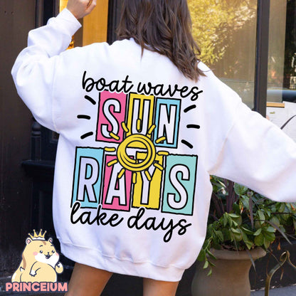 Boat Waves Sun Rays Lake Days Png, Summer Png, Retro Summer Png, Hello Summer Png, Boat Waves Png, Trendy Beach Designs, Sublimation Designs