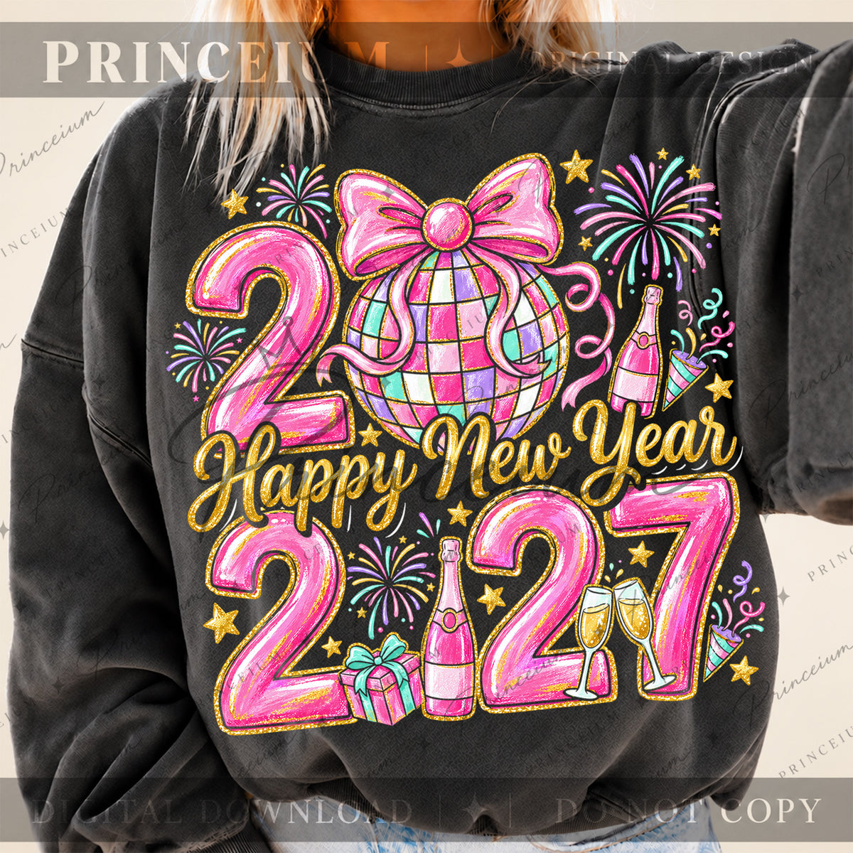 New Year 2027 Bundle Festive Disco Ball & Bow Designs