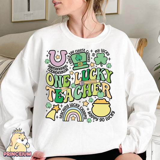 One Lucky Teacher Png, St Patrick Day Png, Lucky Charm Png, Shamrock Shirt Png, St Patty’s Day Png, Lucky Shamrock Digital Download Files