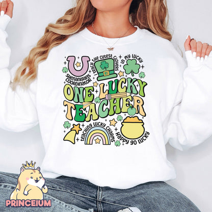 One Lucky Teacher Png, St Patrick Day Png, Lucky Charm Png, Shamrock Shirt Png, St Patty’s Day Png, Lucky Shamrock Digital Download Files