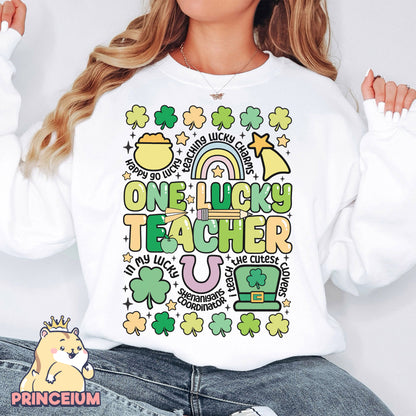 One Lucky Teacher Png, St Patrick Day Png, Lucky Charm Png, Shamrock Shirt Png, St Patty’s Day Png, Lucky Shamrock Digital Download Files