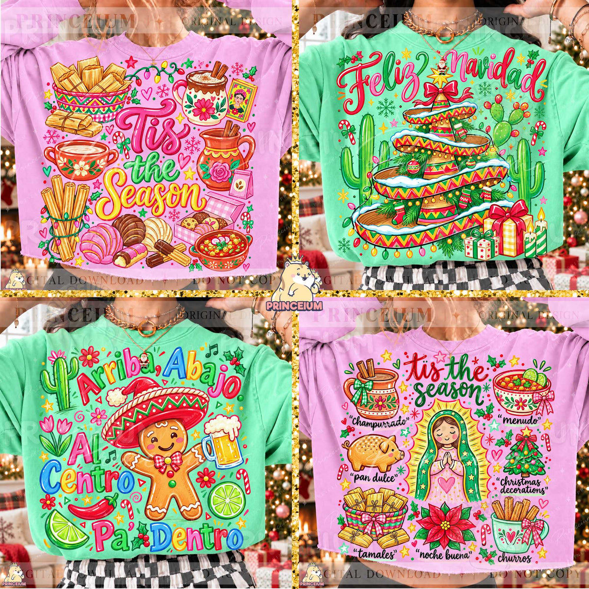 30+ Preppy Christmas PNG Bundle Santa Gingerbread & Bows Festive Holiday Designs