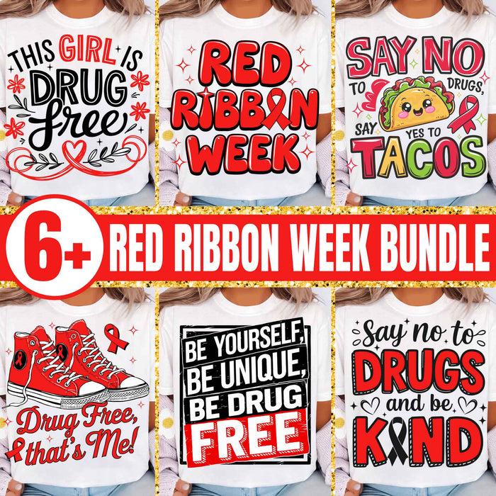 Red Ribbon Week Bundle Png, In October We Wear, Red Ribbon Week Png, Drug-Free, Anti-Drug Svg, Red ribbon Week, Sublimation Designs, Digital