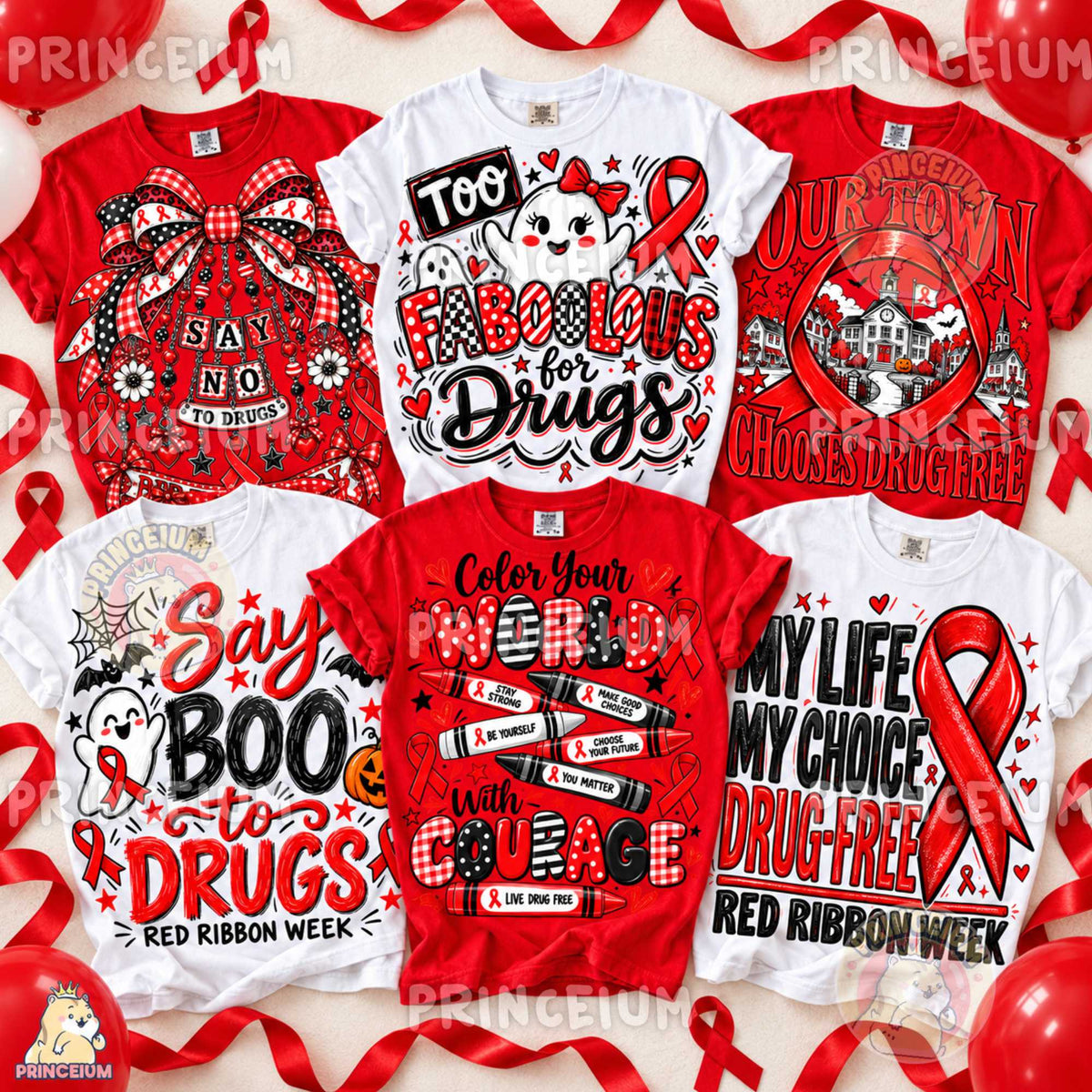 30+ Red Ribbon Week PNG Bundle Drug Free Halloween Designs