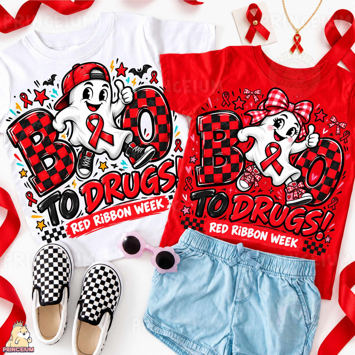 30+ Red Ribbon Week PNG Bundle Drug Free Halloween Designs