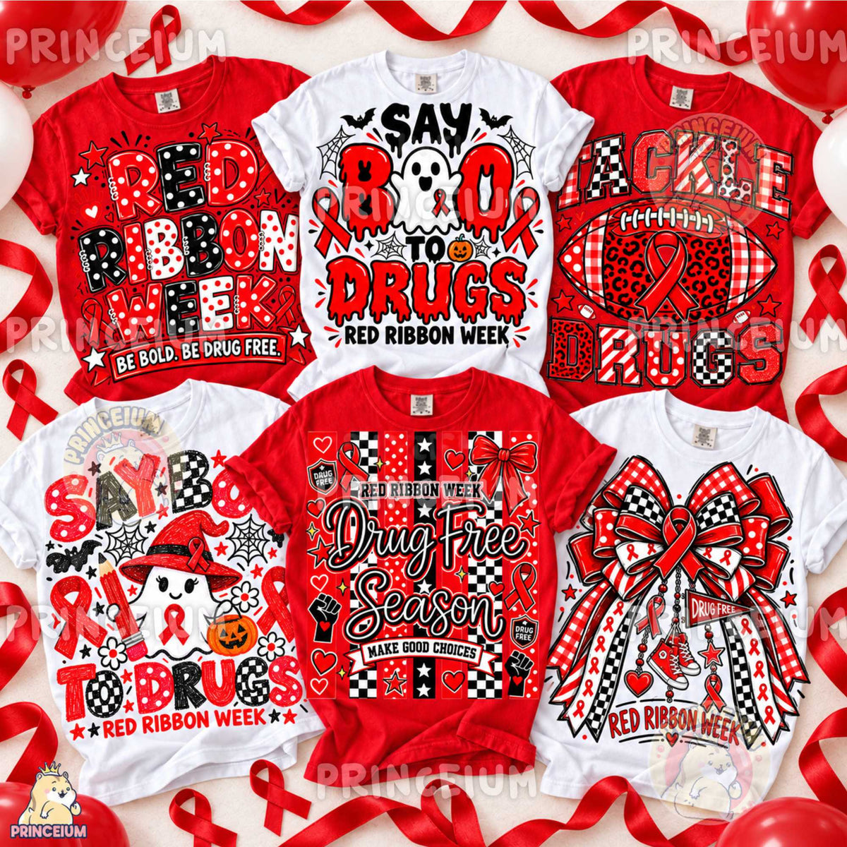 30+ Red Ribbon Week PNG Bundle Drug Free Halloween Designs