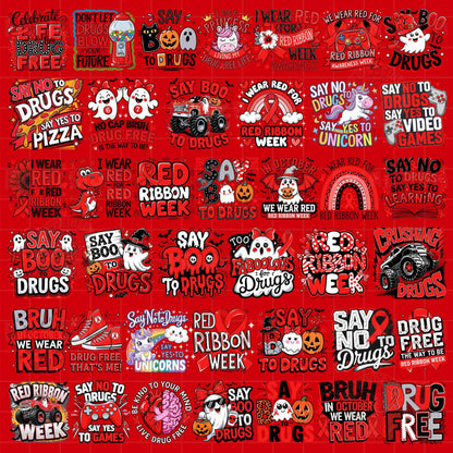 Red Ribbon Week Bundle Png, In October We Wear, Red Ribbon Week Png, Drug-Free, Anti-Drug Svg, Red ribbon Week, Sublimation Designs, Digital