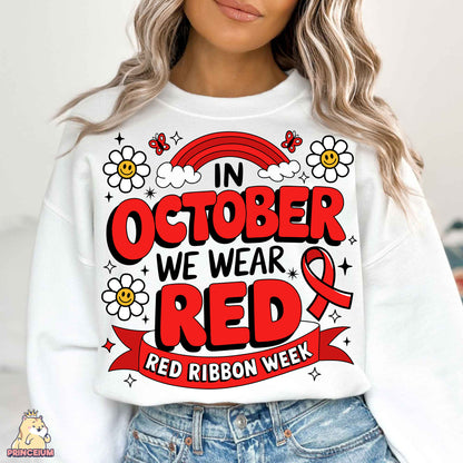 Red Ribbon Week Bundle Png, In October We Wear, Red Ribbon Week Png, Drug-Free, Anti-Drug Svg, Red ribbon Week, Sublimation Designs, Digital