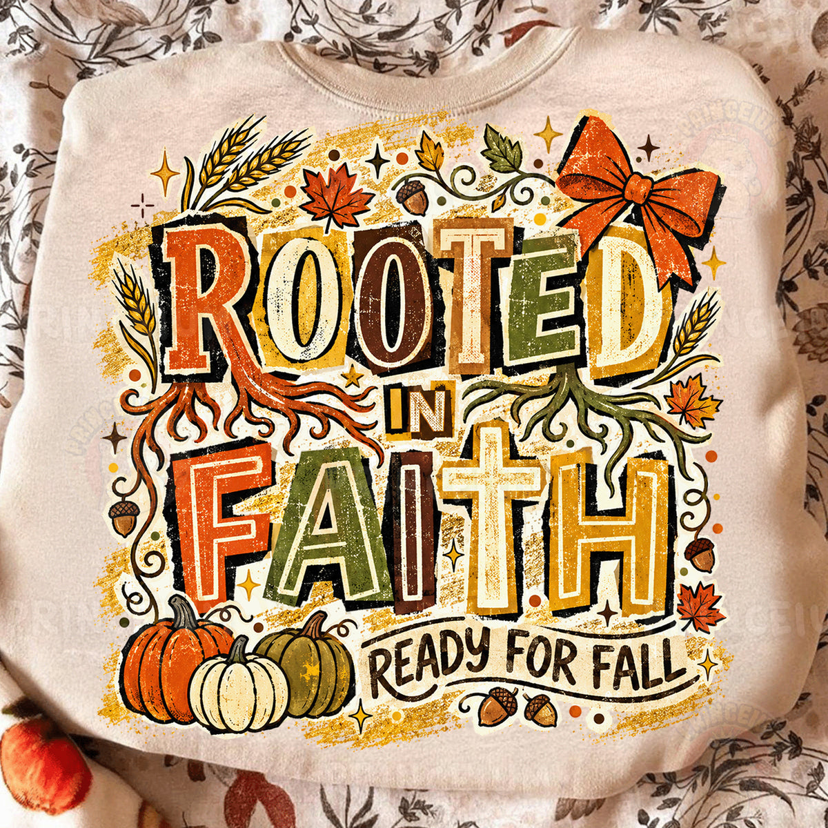 Rooted in Faith Ready for Fall PNG Vintage Christian Autumn Design