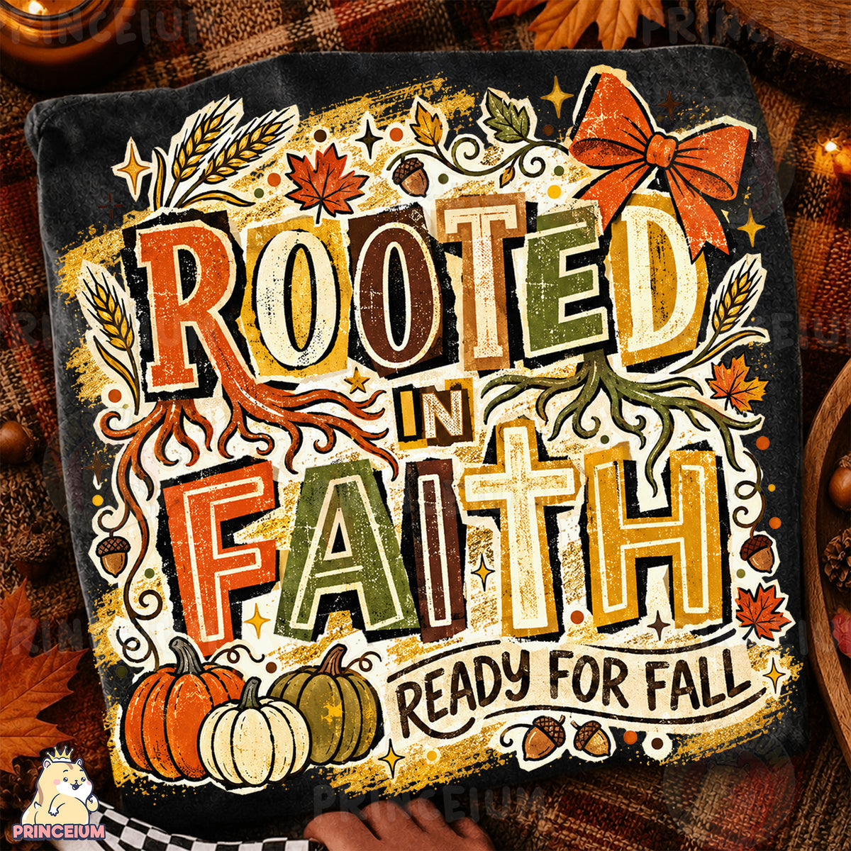 Rooted in Faith Ready for Fall PNG Vintage Christian Autumn Design