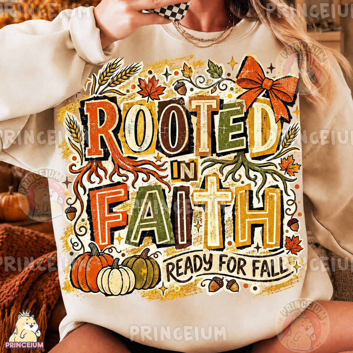 Rooted in Faith Ready for Fall PNG Vintage Christian Autumn Design