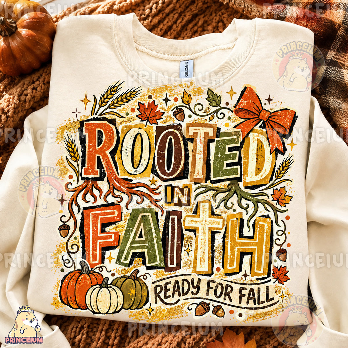Rooted in Faith Ready for Fall PNG Vintage Christian Autumn Design