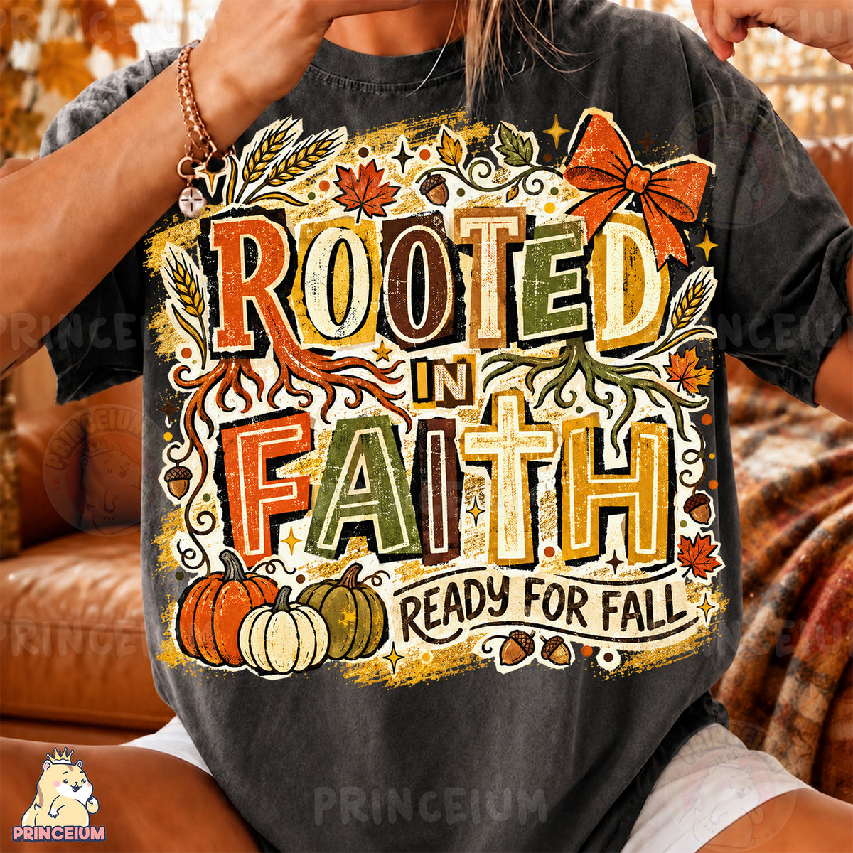 Rooted in Faith Ready for Fall PNG Vintage Christian Autumn Design