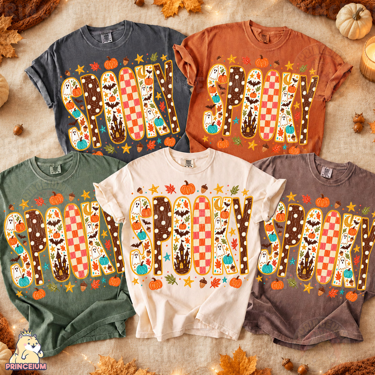 Spooky PNG Crayon Halloween Ghost & Pumpkin Lettering Design