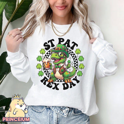 St Patrick Rex Png, Happy St Pat-Rex Day, St Patricks Day Png, Kids Sublimation png, Clover Png, Digital Download Files