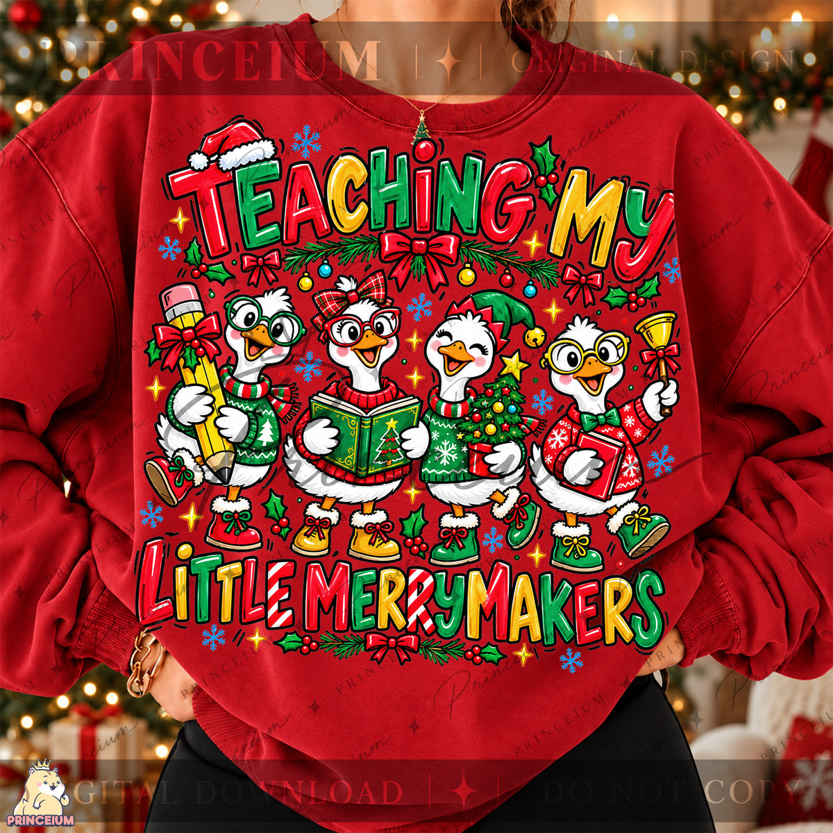 Teaching My Little Merrymakers Christmas PNG Cute Geese Teacher Holiday Design