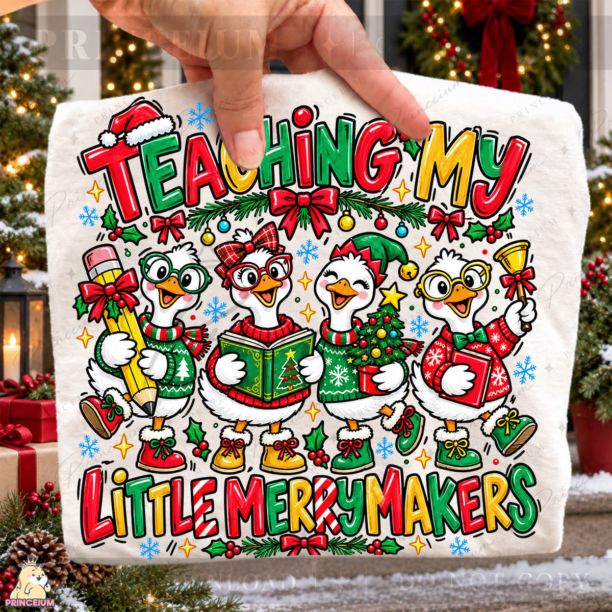 Teaching My Little Merrymakers Christmas PNG Cute Geese Teacher Holiday Design