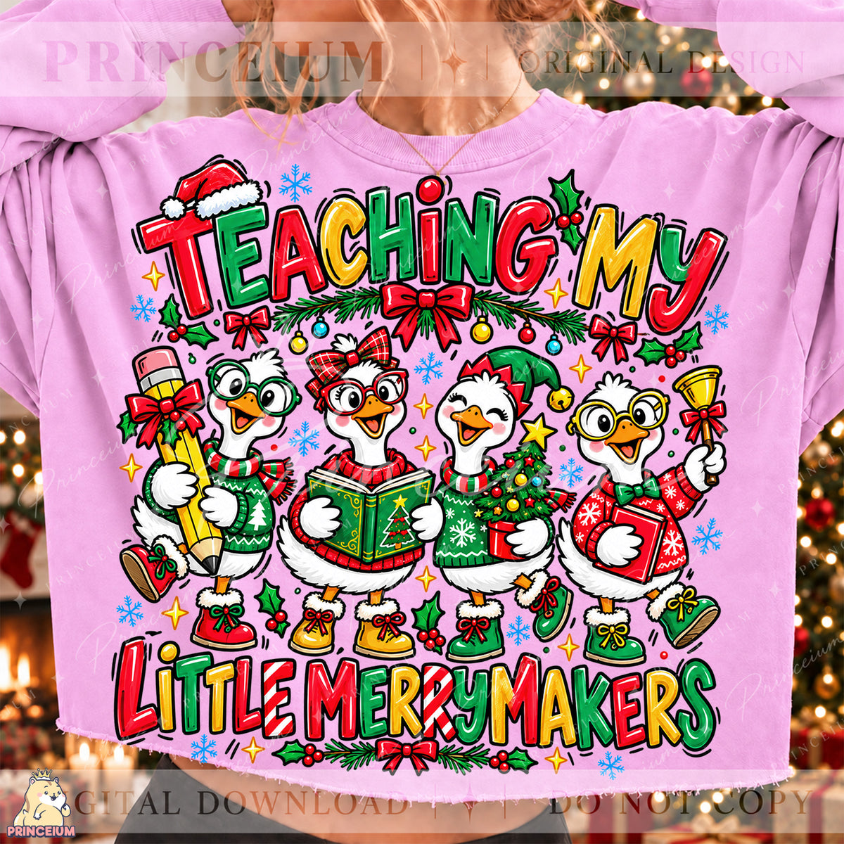 Teaching My Little Merrymakers Christmas PNG Cute Geese Teacher Holiday Design