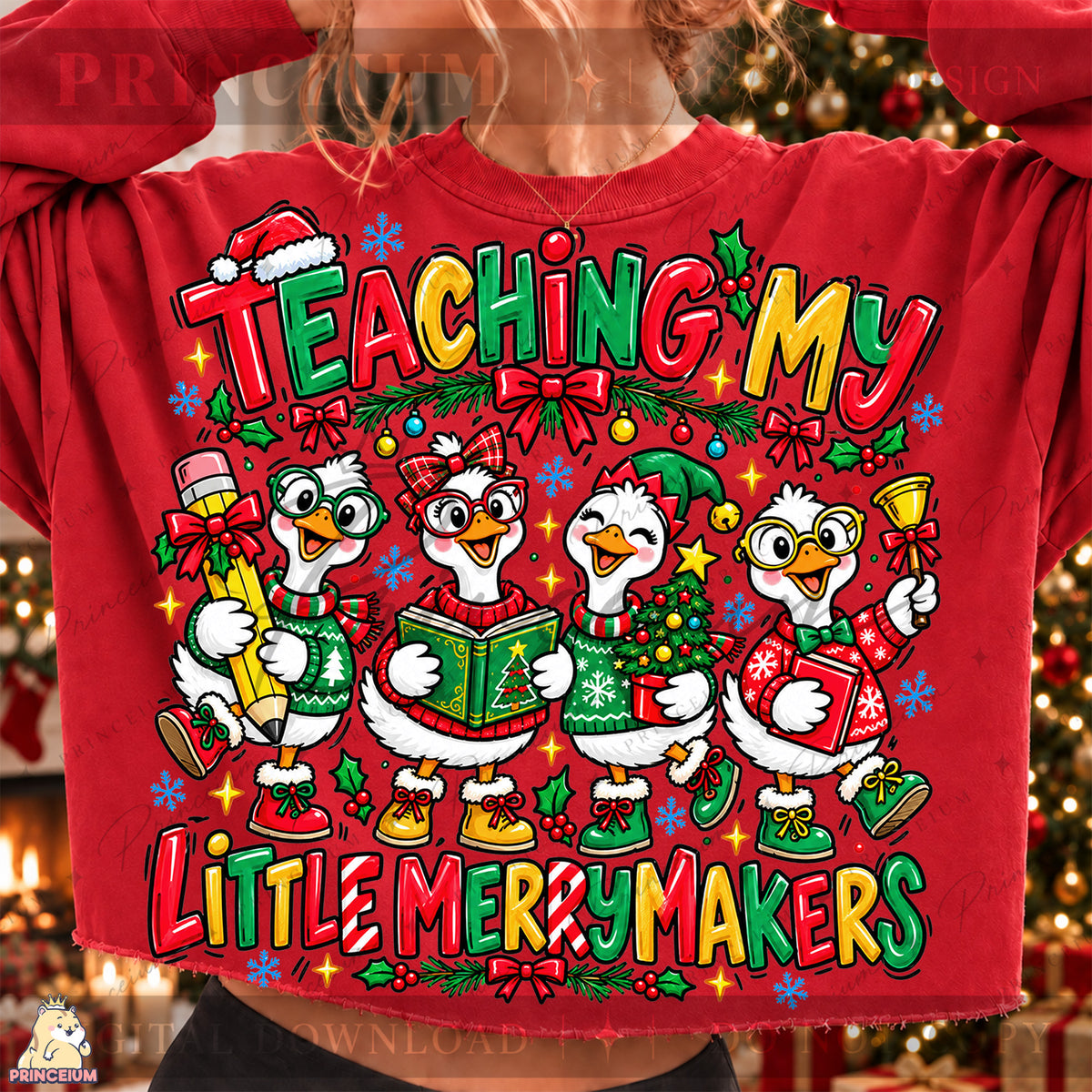 Teaching My Little Merrymakers Christmas PNG Cute Geese Teacher Holiday Design