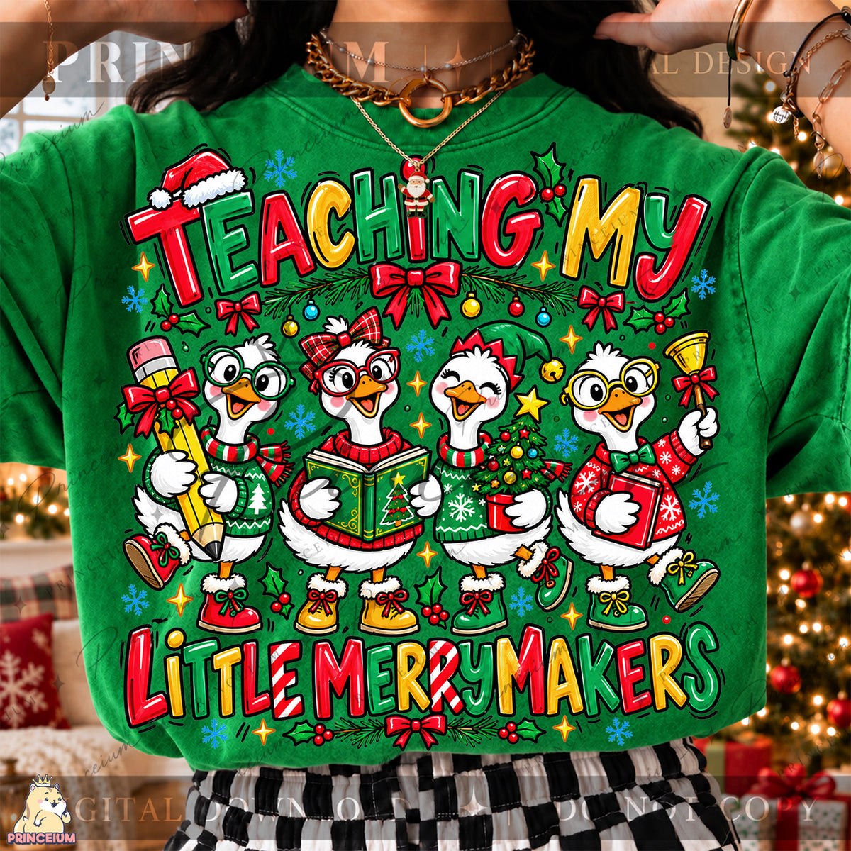 Teaching My Little Merrymakers Christmas PNG Cute Geese Teacher Holiday Design