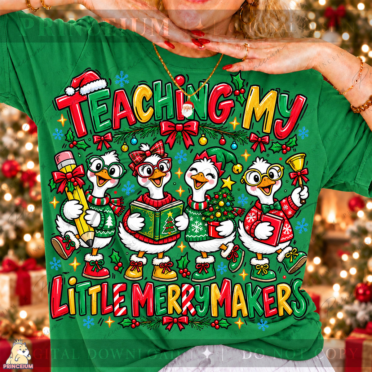 Teaching My Little Merrymakers Christmas PNG Cute Geese Teacher Holiday Design