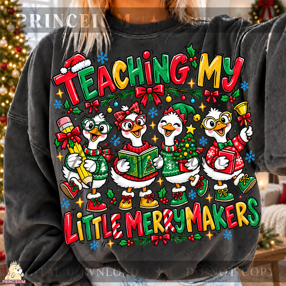 Teaching My Little Merrymakers Christmas PNG Cute Geese Teacher Holiday Design