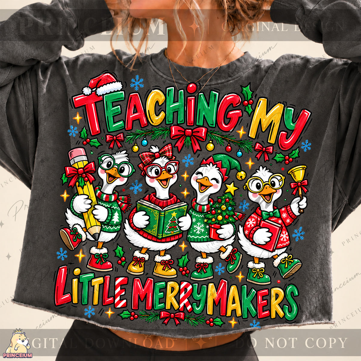 Teaching My Little Merrymakers Christmas PNG Cute Geese Teacher Holiday Design
