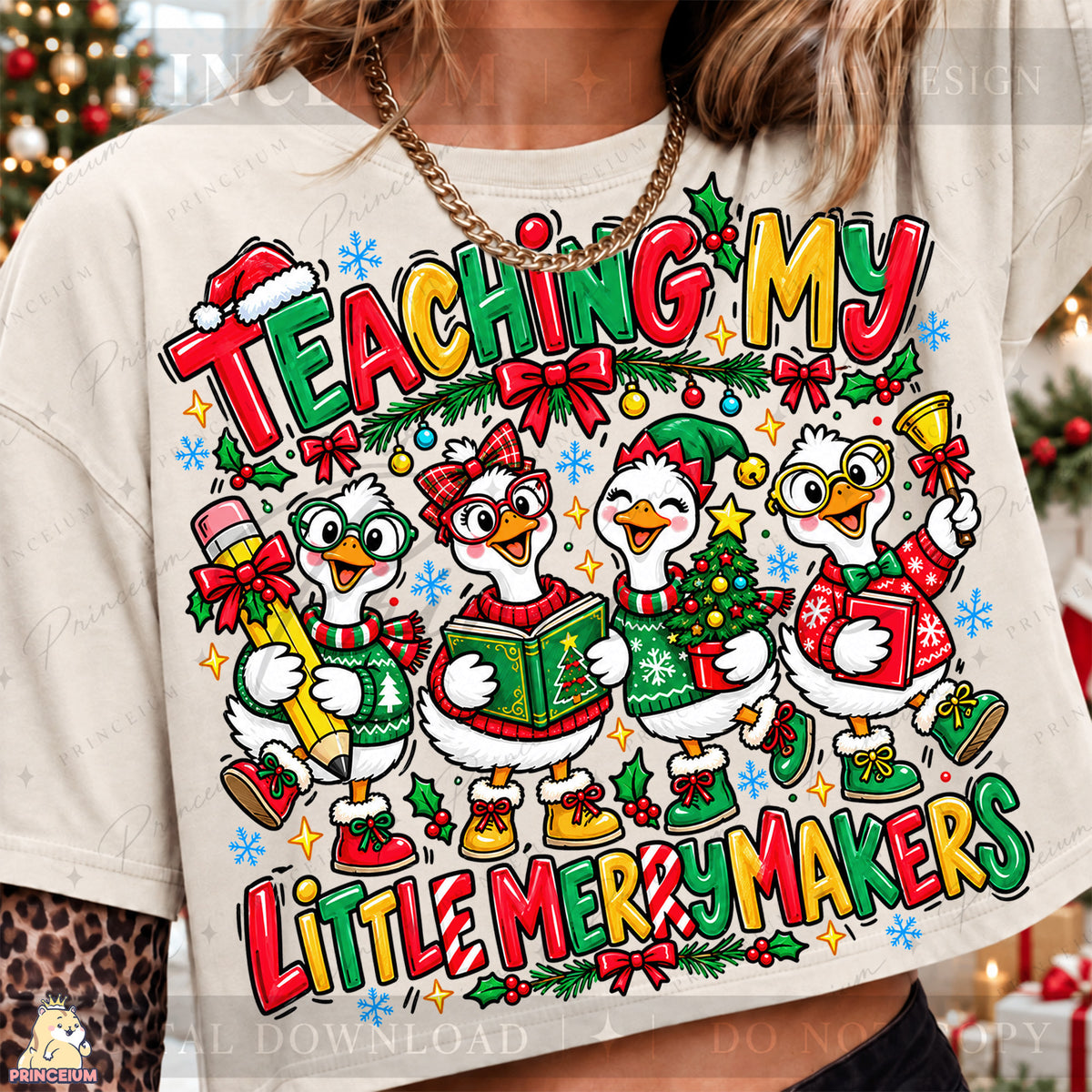 Teaching My Little Merrymakers Christmas PNG Cute Geese Teacher Holiday Design