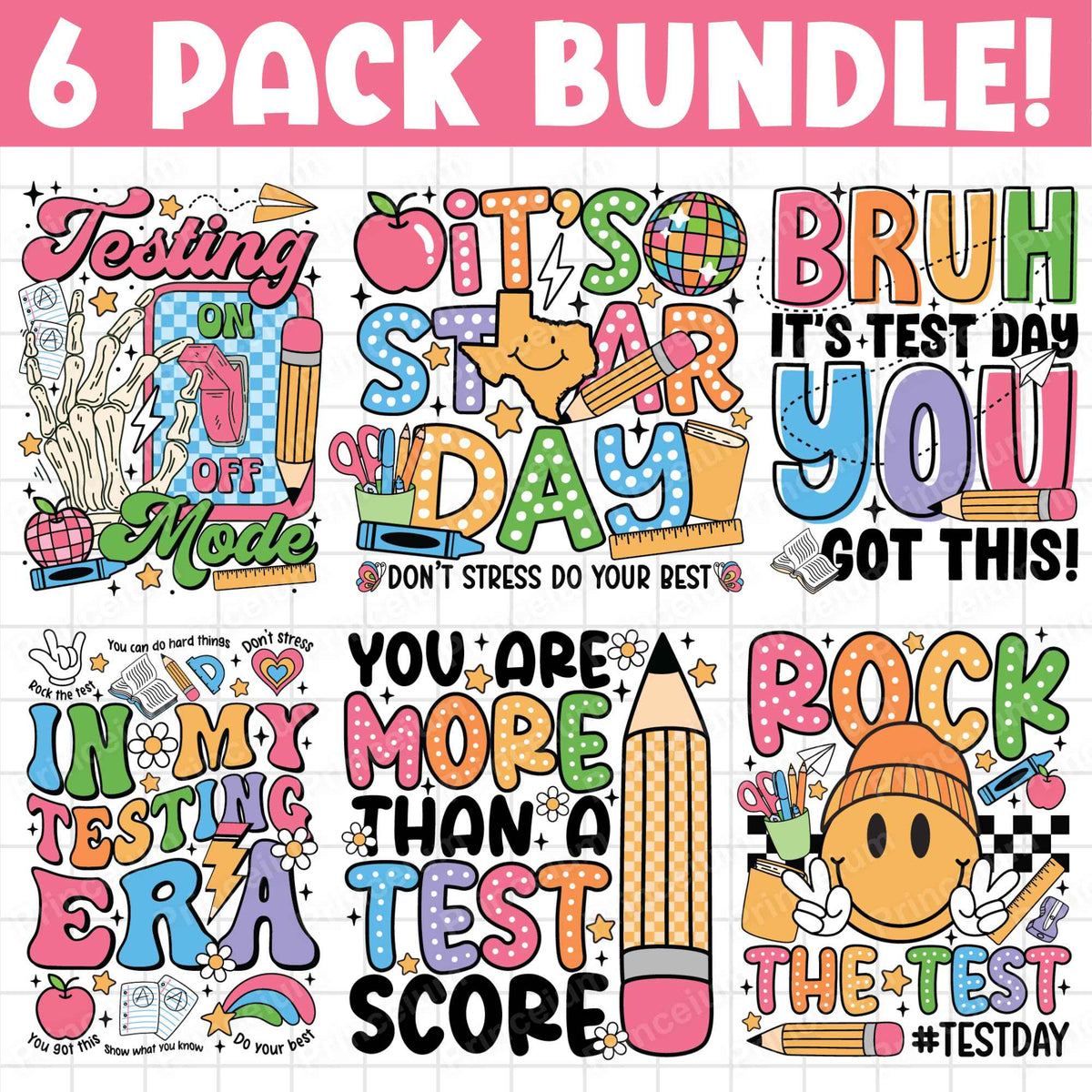 In My Testing Era Bundle Png, You are more than Test, Rock The Test Png, Teacher Quotes, Groovy Test Day