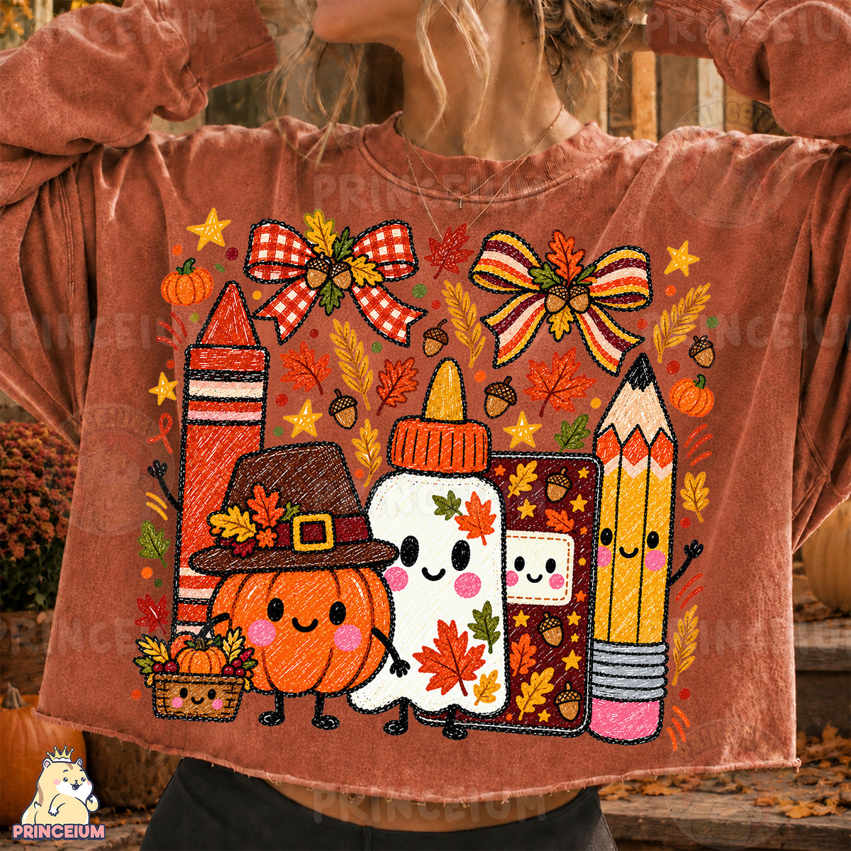 Thanksgiving School Supplies PNG Cute Crayon Style Teacher Design