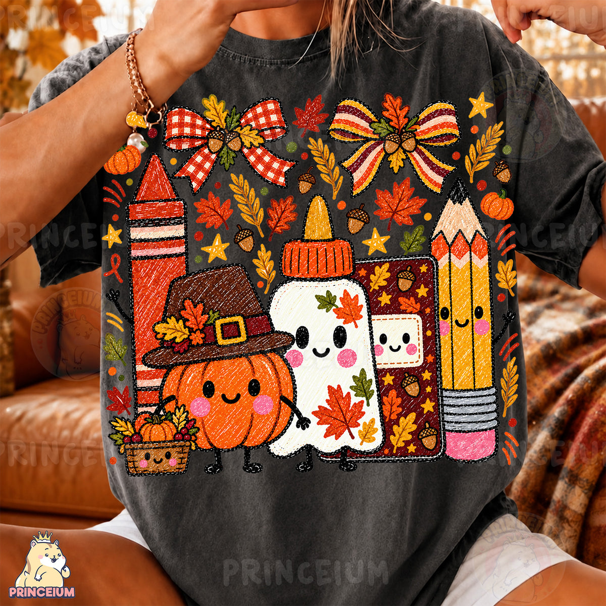 Thanksgiving School Supplies PNG Cute Crayon Style Teacher Design