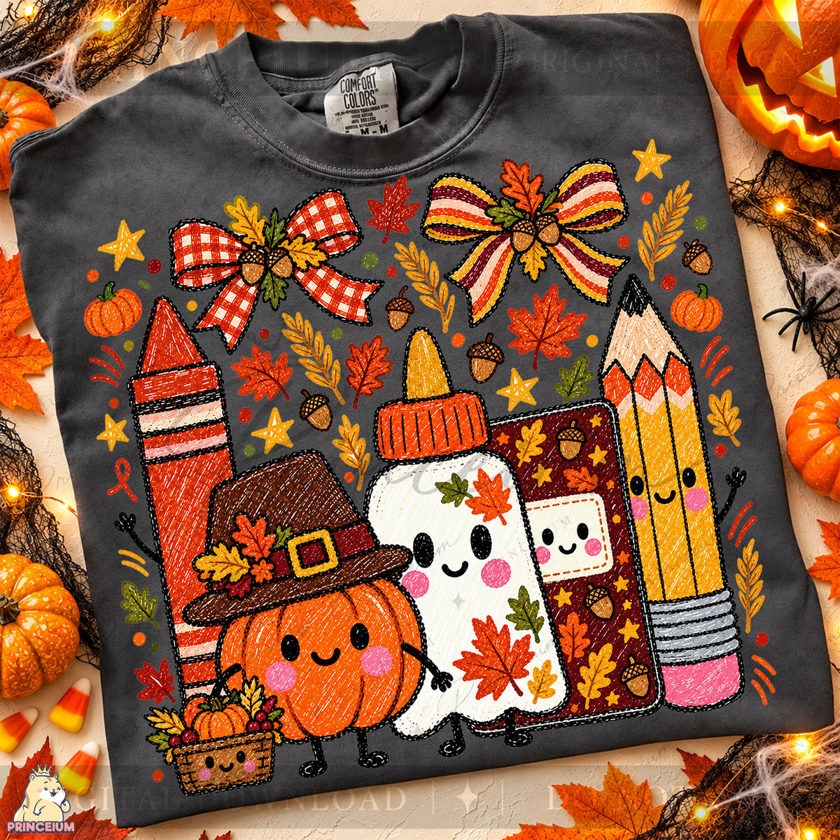 Thanksgiving School Supplies PNG Cute Crayon Style Teacher Design