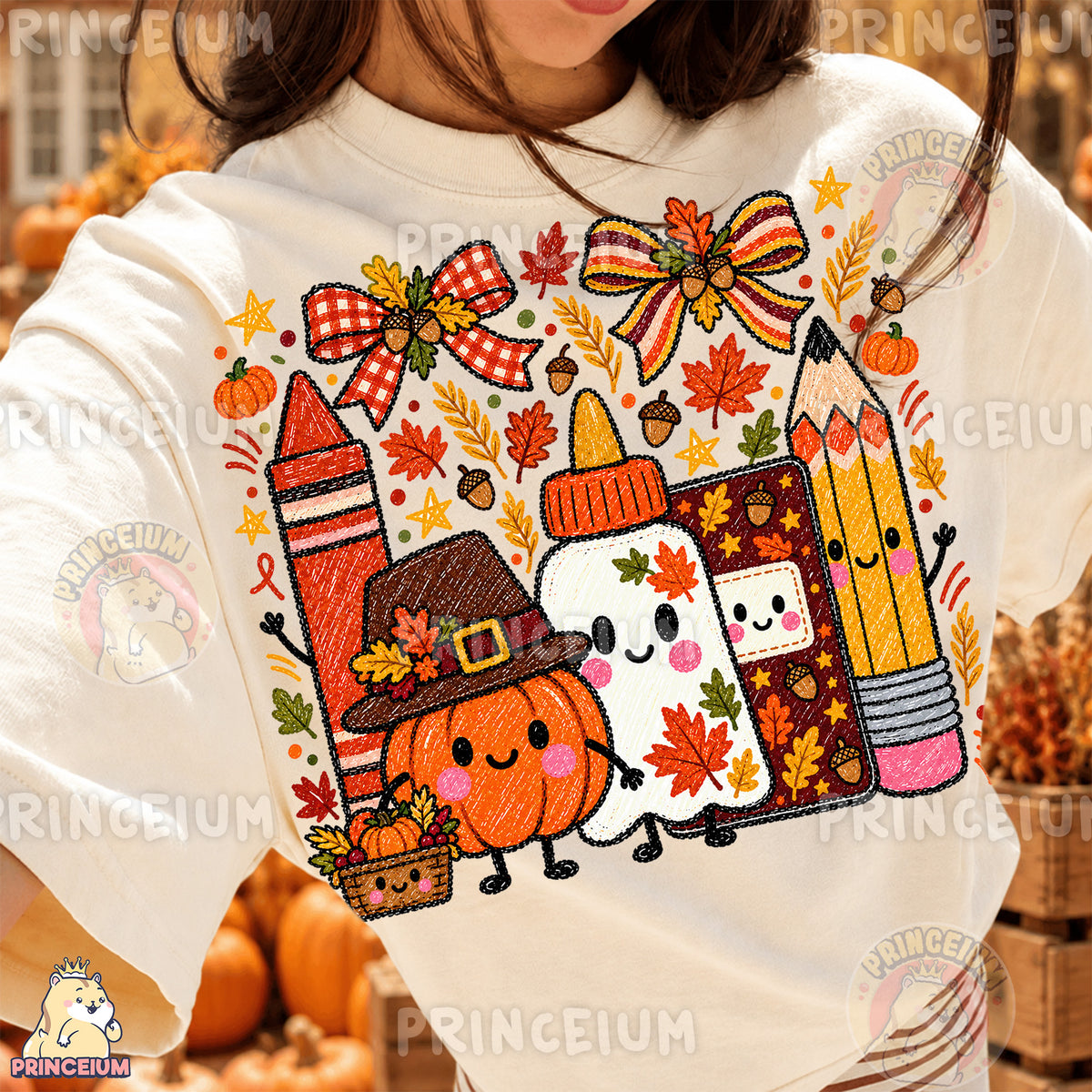 Thanksgiving School Supplies PNG Cute Crayon Style Teacher Design