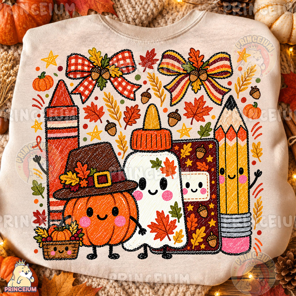 Thanksgiving School Supplies PNG Cute Crayon Style Teacher Design