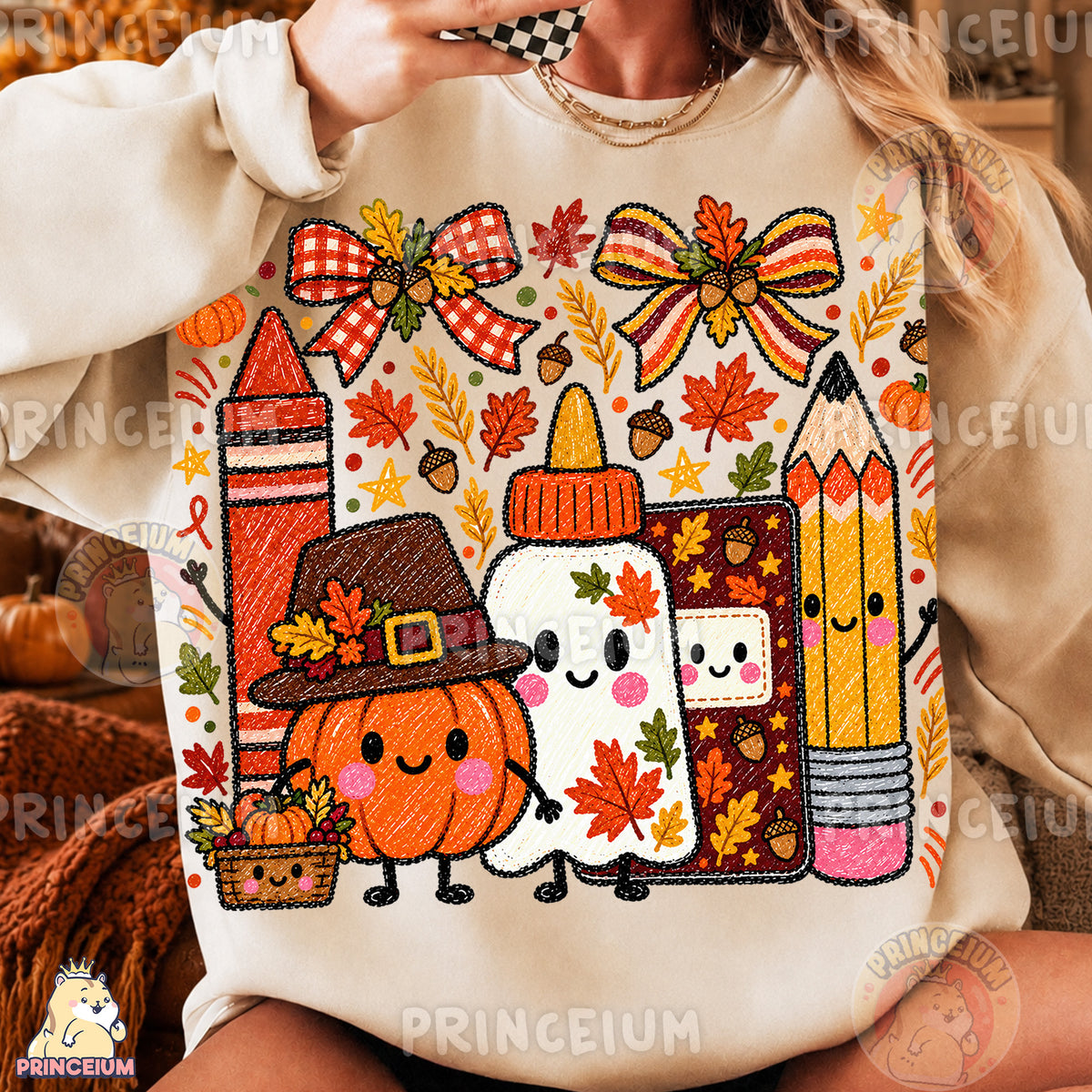 Thanksgiving School Supplies PNG Cute Crayon Style Teacher Design